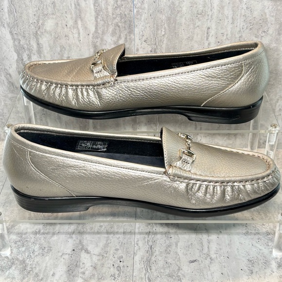 SAS Shoes - SAS Tripad Comfort Silver Leather Bit Accent Loafers Slip Ons Flats Sz 10.5M